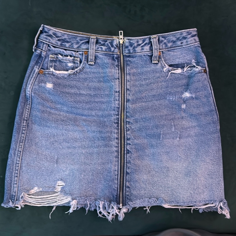 Abercrombie A-Line Full-Zip Denim Skirt